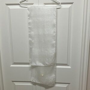Vintage silk oblong scarf, sheer plain white or ivory, lightweight & flowy